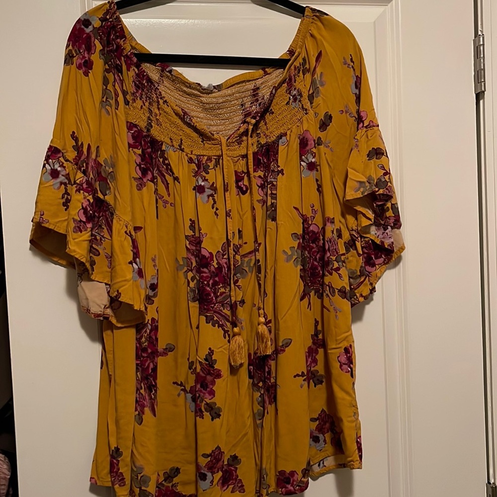 Mustard Floral Top